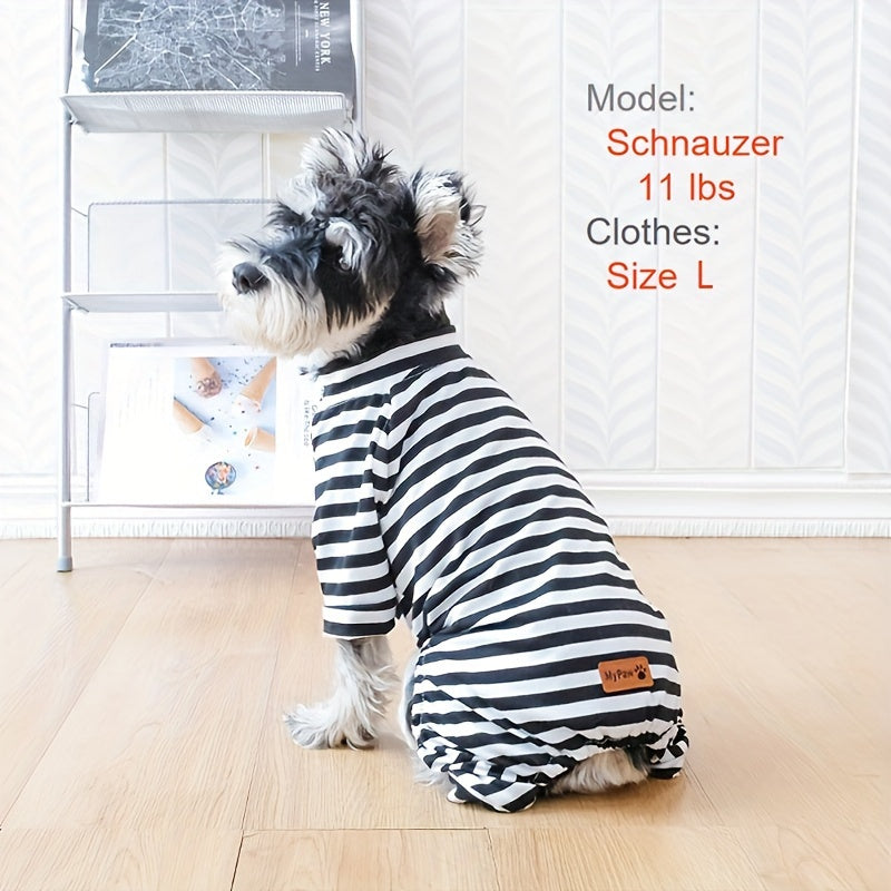 Year-Round Cozy Knit Pajamas for Small Dogs & Cats - Easy Pullover, Stretch Comfort, Stylish Stripes exovai.com