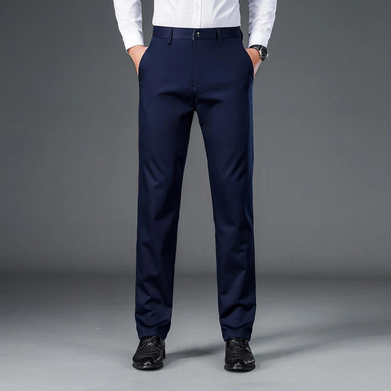 Men's lightweight business casual pants with micro elasticitymen's quick drying pantsnew straight leg office black deep bluepant exovai.com