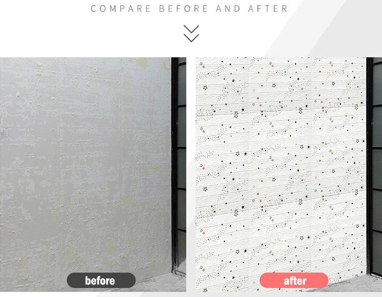 70cmx1m 3D Wall Sticker Faux Brick Bedroom Home Decor Waterproof Self Adhesive Wallpaper Living Room TV Background Decoration exovai.com