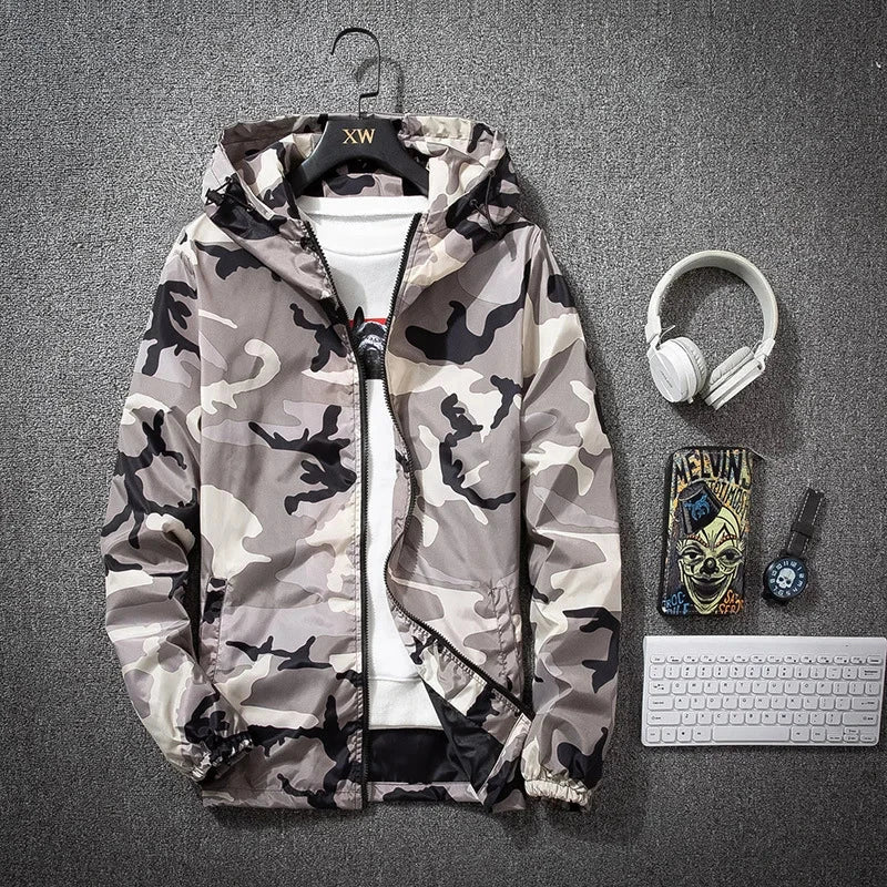 Camouflage Lightweight Jackets Men Hooded Slim Fit Long Sleeve Zipper Coat Army Tactical Military Jackets Men Clothing 2021 exovai.com