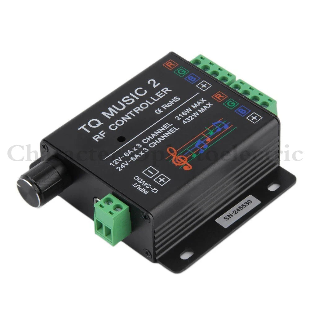 DC12V 24V RGB LED Controller RF Music Audio control 18A 3 Channel TQ Music 2 for SMD 3528 5050 5630 Led Strip Light exovai.com