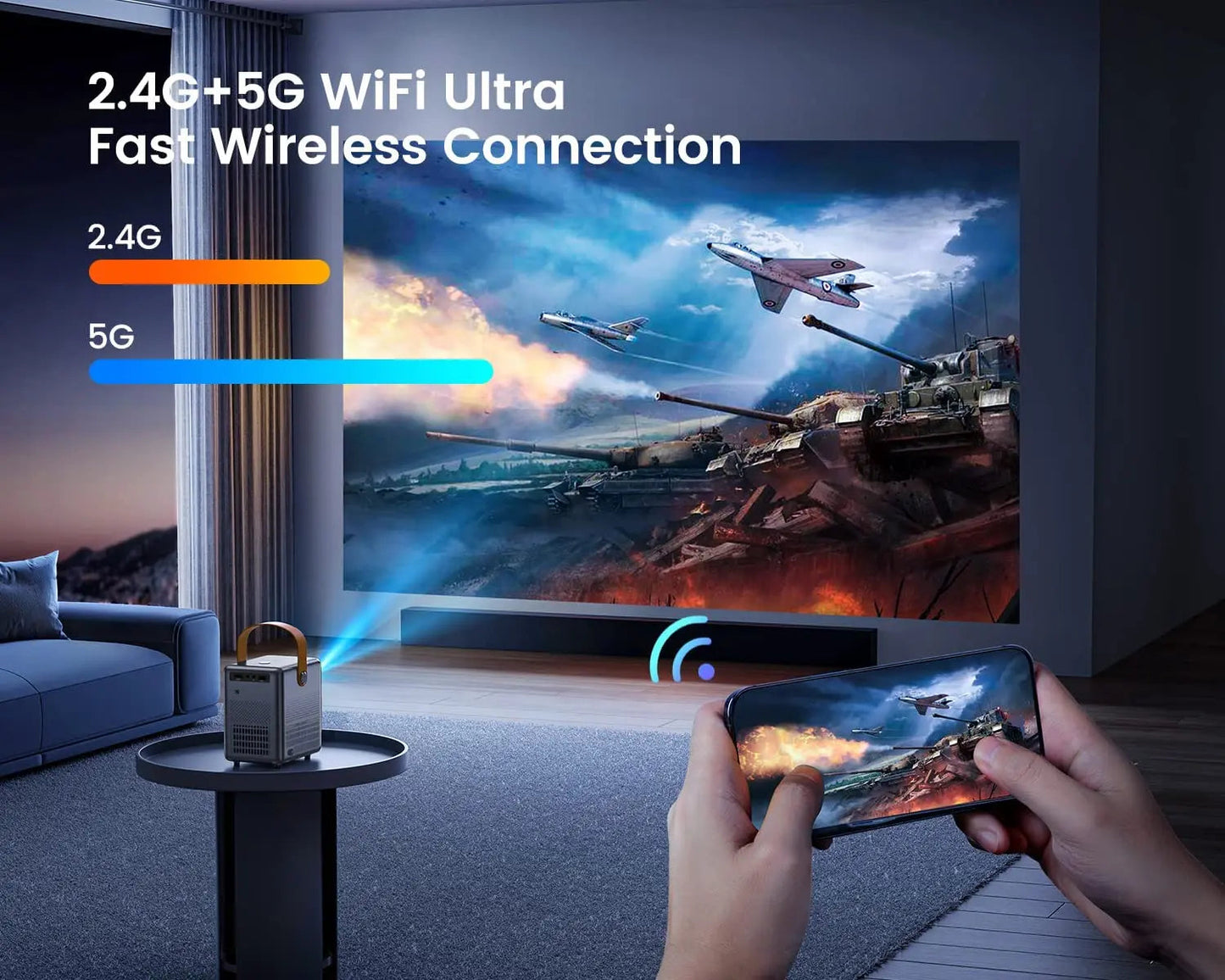 Wimius Mini Projector Full HD 1080P 18000 Lumens Video Projector Electric Focus 5G WiFi Bluetooth Portable Projector Home Cinema exovai.com