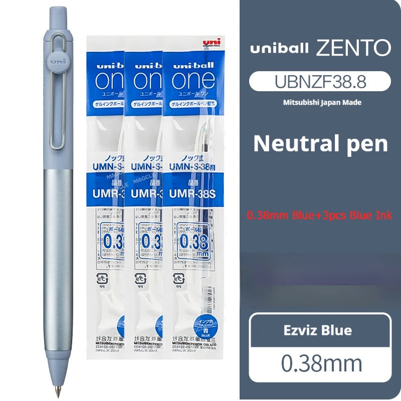Japanese uni-ball ZENTO Gel Ink Pen Limited Flow Model Metal Push Ultra-Smooth Writing 0.38/0.5mm Signing for Students Business exovai.com