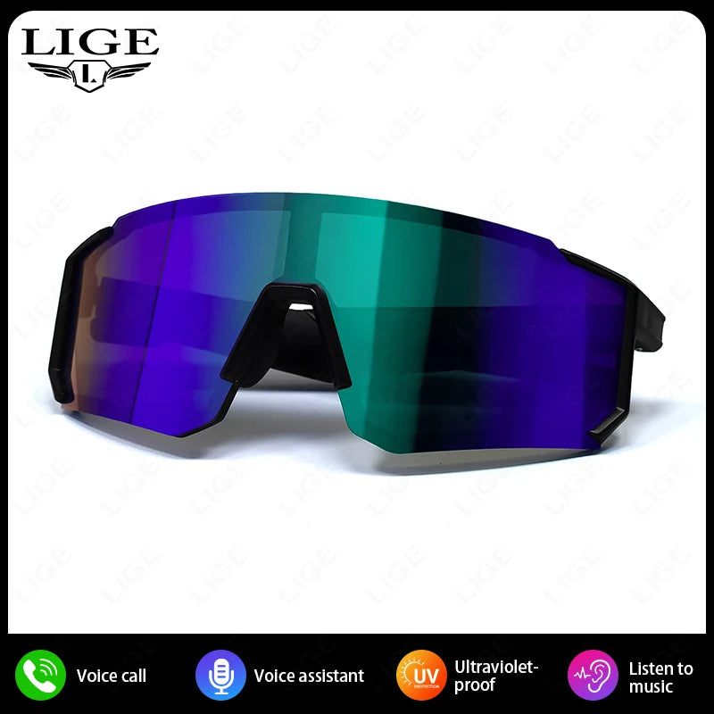 LIGE New Smart Cycling Glasses Men AI Voice Assistant Smart Sunglasses Outdoor Sport Bluetooth Call Music Smart Glasses Women exovai.com
