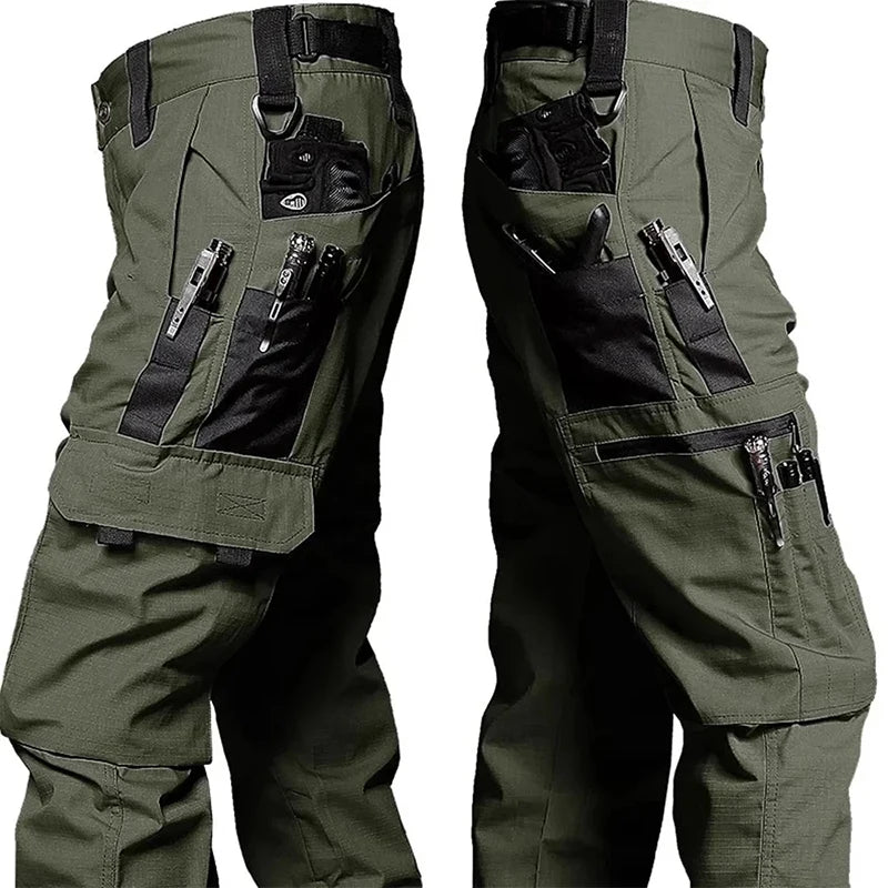 2024 Men's Tactical Pants Outdoor Work Casual Cargo Trousers Waterproof Multi-pocket Wear-Resistant Outdoor Training Trousers exovai.com