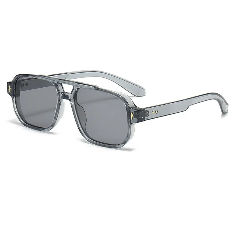 New Retro Double Bridge Square Sunglasses For Women Men Fashion Luxury Design Rivets Sun Glasses Trending Shades UV400 Eyeglasse exovai.com