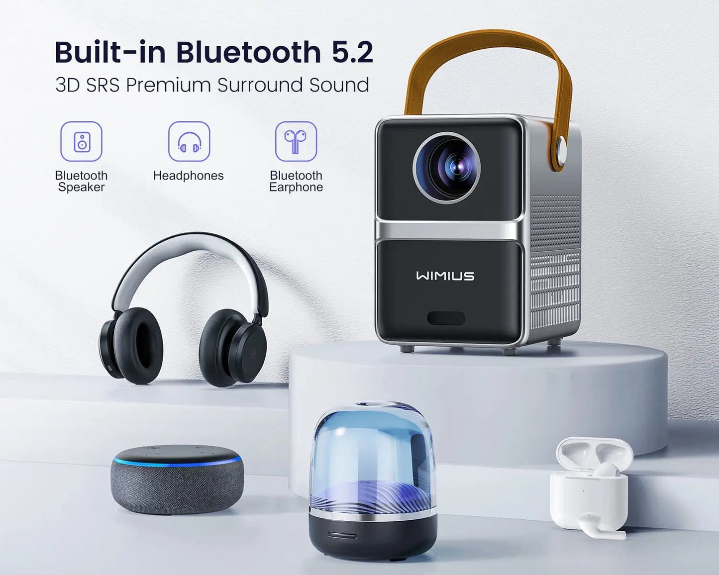 Wimius Mini Projector Full HD 1080P 18000 Lumens Video Projector Electric Focus 5G WiFi Bluetooth Portable Projector Home Cinema exovai.com