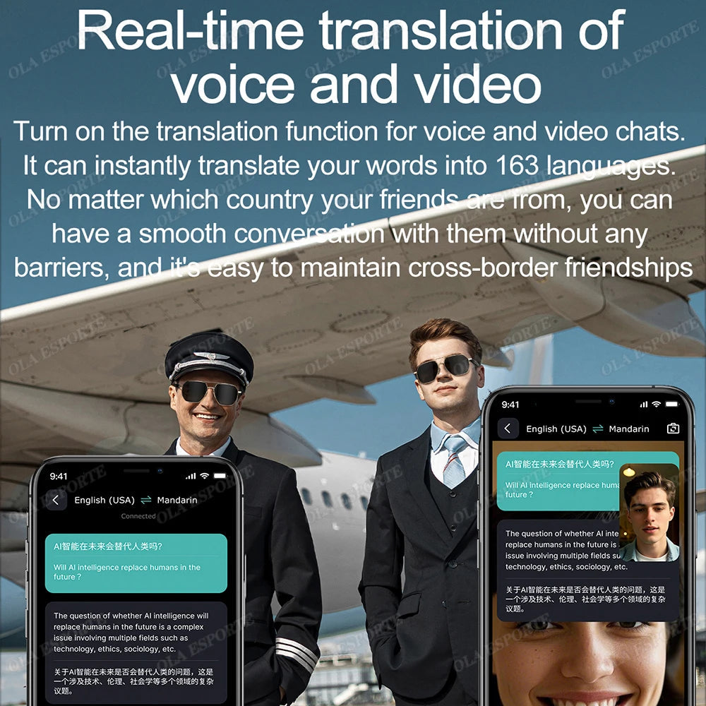 AI Smart Glasses with ChatGPT4.0 Instant Translation 164 Languages Bluetooth Calls IP67 Waterproof HD Camera for Travel Business exovai.com
