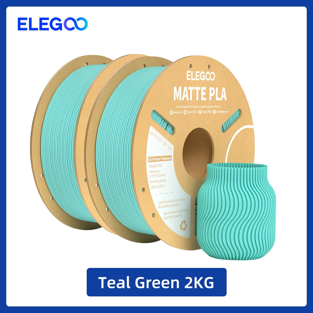 ELEGOO Matte PLA Filament 1KG,1.75mm FDM 3D Printer Filament Dimensional Accuracy +/- 0.02mm, 1kg Carboard Spool (2.2lbs) exovai.com