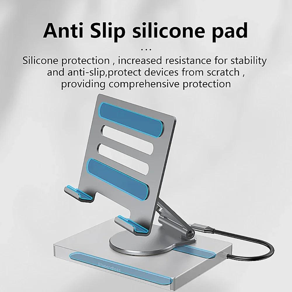 9-in-1 USB C HUB Tablet Holder Station 4K/60Hz HDMI USB3.0 1000Mbps Ethernet Data Transfer 360 Docking Stand for Tablet Phone exovai.com