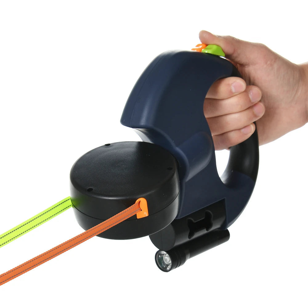 3m Retractable Dog Leash For Small Dogs Reflective Dual Pet Leash Lead 360 Swivel No Tangle Double Dog Walking Leash With Lights exovai.com