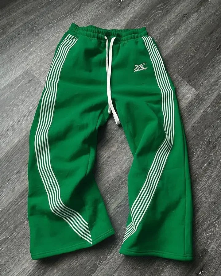 American Retro Striped Knitted Pants Men Y2k Street Harajuku Trendy Brand Oversized Trousers Loose Casual Wide Leg Pants Women exovai.com