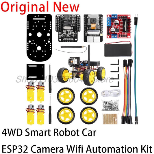 4WD Smart Robot Car ESP32 Camera Wifi Automation Kit For Arduino Programming ESP Robot with Antenna Learning Complete Coding Kit exovai.com
