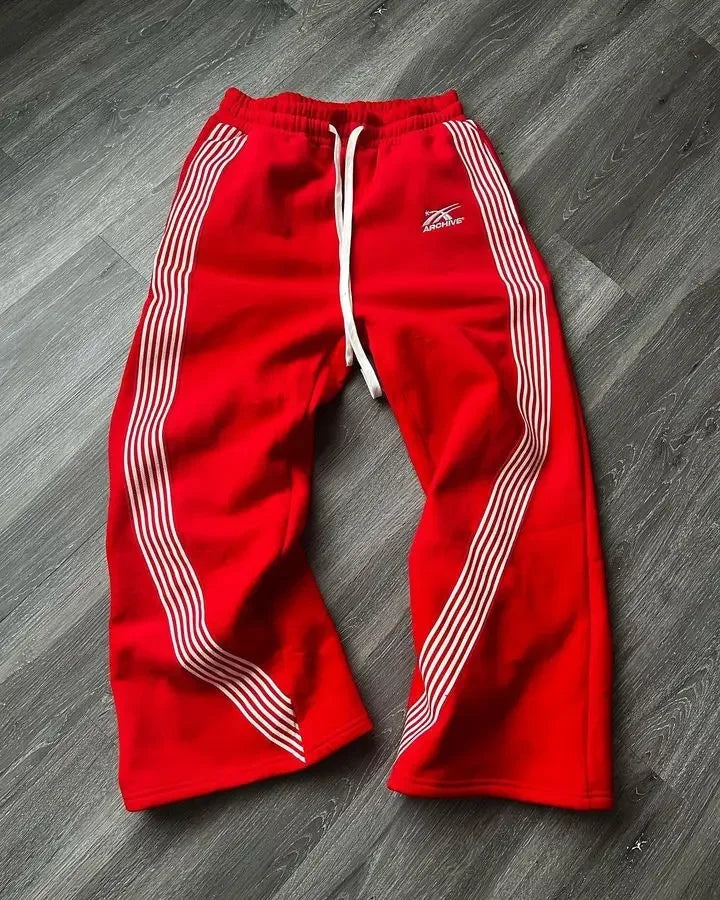 American Retro Striped Knitted Pants Men Y2k Street Harajuku Trendy Brand Oversized Trousers Loose Casual Wide Leg Pants Women exovai.com