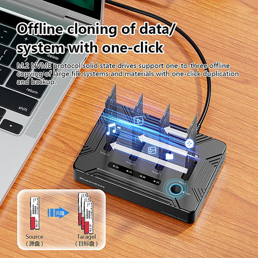 Blueendless 4 bay M.2 NVME SSD Docking Station with offline clone USB4 40Gbps M2 Nvme PCIE SSD enclosure external harddisk case exovai.com