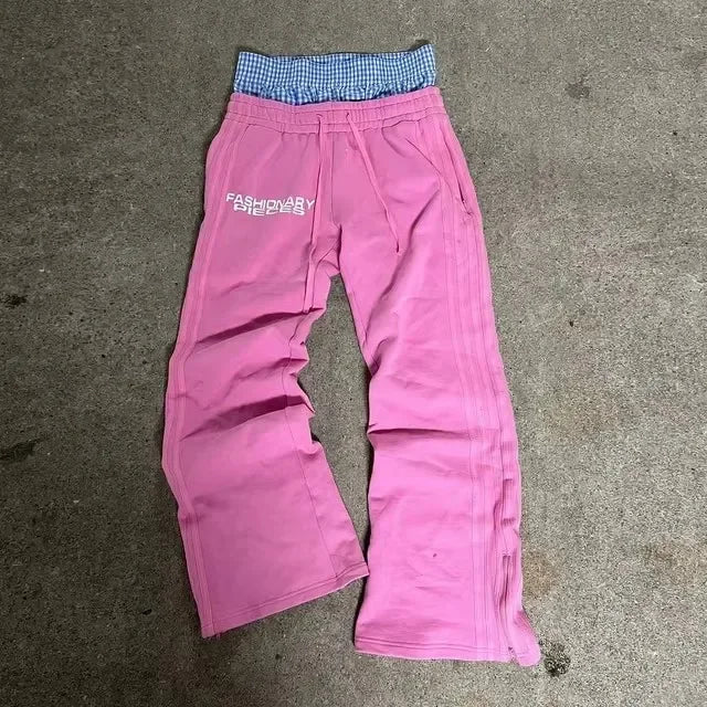 American Retro Striped Knitted Pants Men Y2k Street Harajuku Trendy Brand Oversized Trousers Loose Casual Wide Leg Pants Women exovai.com
