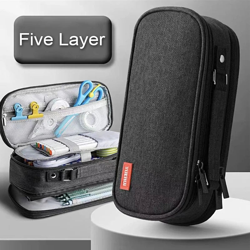 Pen Storage Bag Pencil Case 4 Layer Large Capacity Cosmetic High Quality Study Supplies Simple Student Stationary Boxes exovai.com
