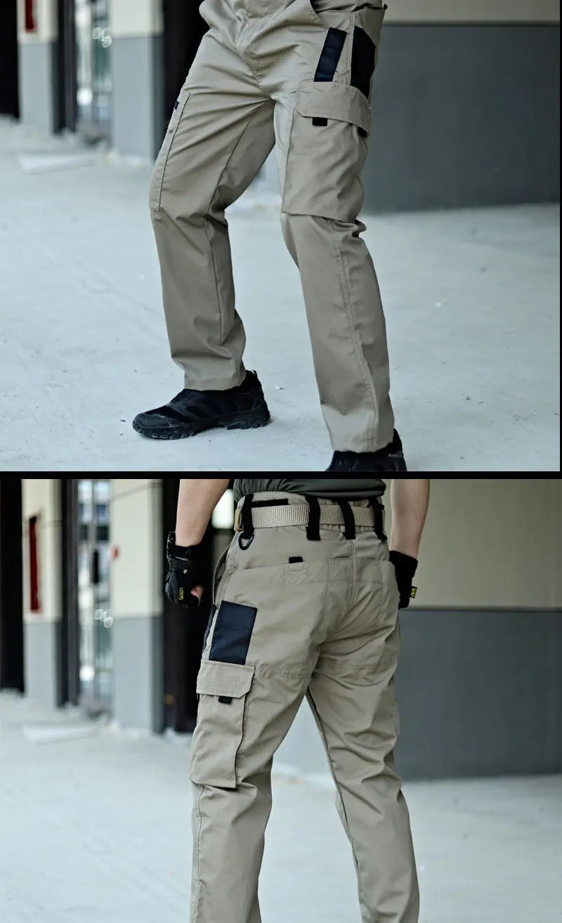 2024 Men's Tactical Pants Outdoor Work Casual Cargo Trousers Waterproof Multi-pocket Wear-Resistant Outdoor Training Trousers exovai.com