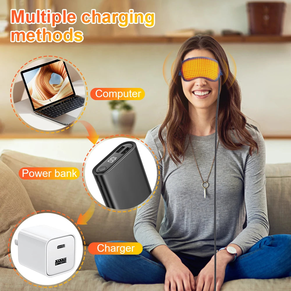 Infrared Hot Compress Eye Massager Relief Fatigue Reduce Dark Circles Eye Bags Timing Sleep Shading Electric Heating Eye Mask exovai.com