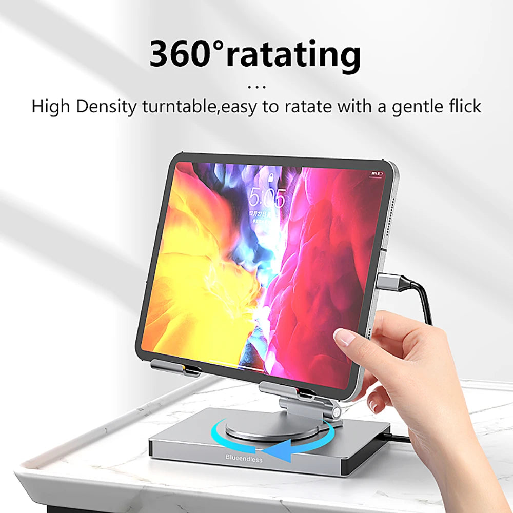 9-in-1 USB C HUB Tablet Holder Station 4K/60Hz HDMI USB3.0 1000Mbps Ethernet Data Transfer 360 Docking Stand for Tablet Phone exovai.com