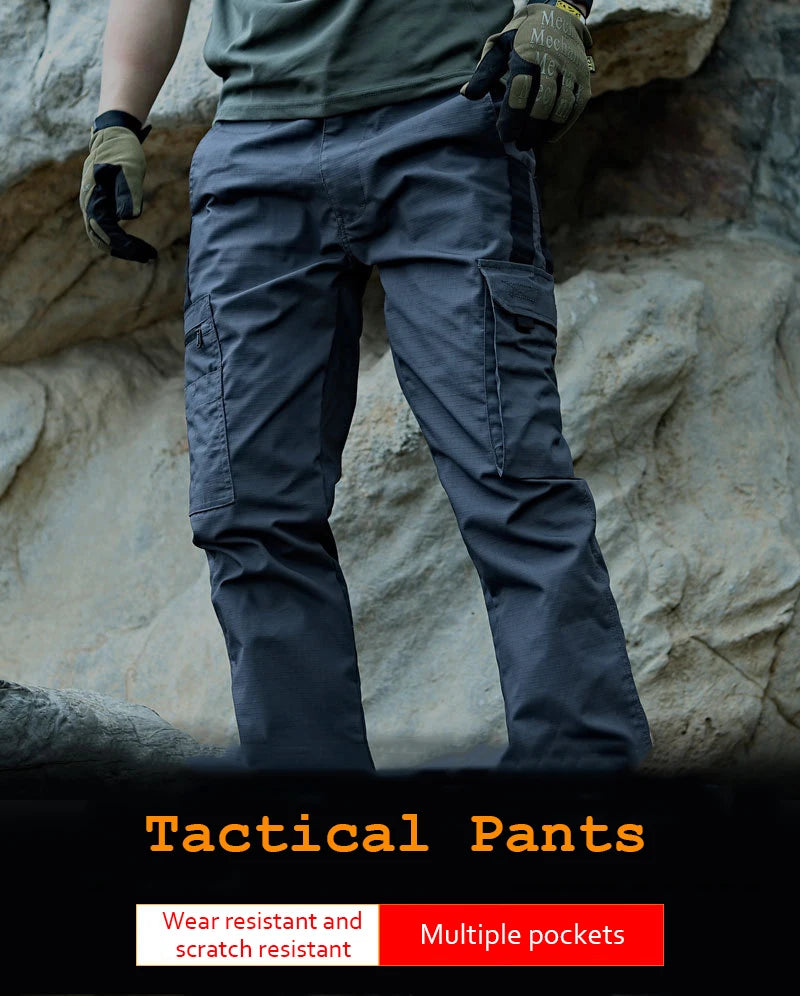 2024 Men's Tactical Pants Outdoor Work Casual Cargo Trousers Waterproof Multi-pocket Wear-Resistant Outdoor Training Trousers exovai.com
