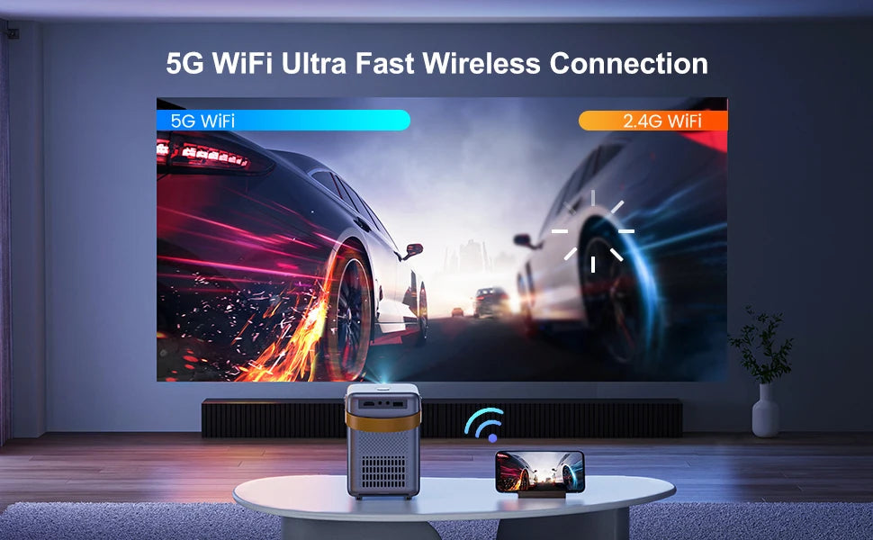 Wimius Mini Projector Full HD 1080P 18000 Lumens Video Projector Electric Focus 5G WiFi Bluetooth Portable Projector Home Cinema exovai.com
