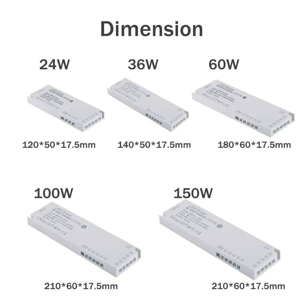 LED Cabinet Light Strip Light Transformer DC 12V 24V Lighting Power Supply DuPont Port Driver 24W 36W 60W 100W 150W exovai.com