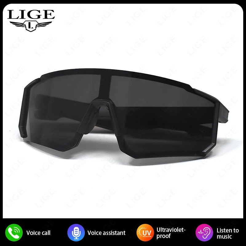 LIGE New Smart Cycling Glasses Men AI Voice Assistant Smart Sunglasses Outdoor Sport Bluetooth Call Music Smart Glasses Women exovai.com