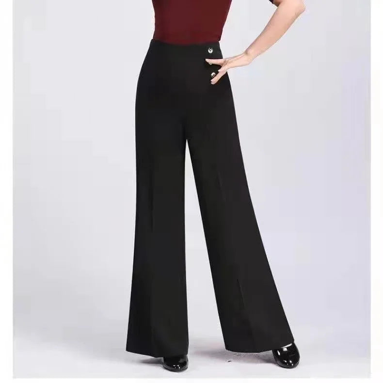 High Waist Wide Leg Pants Women's Spring Autumn Long Drapey Latin Dance Pants Modern Dance Trousers for Women Commute Sle exovai.com