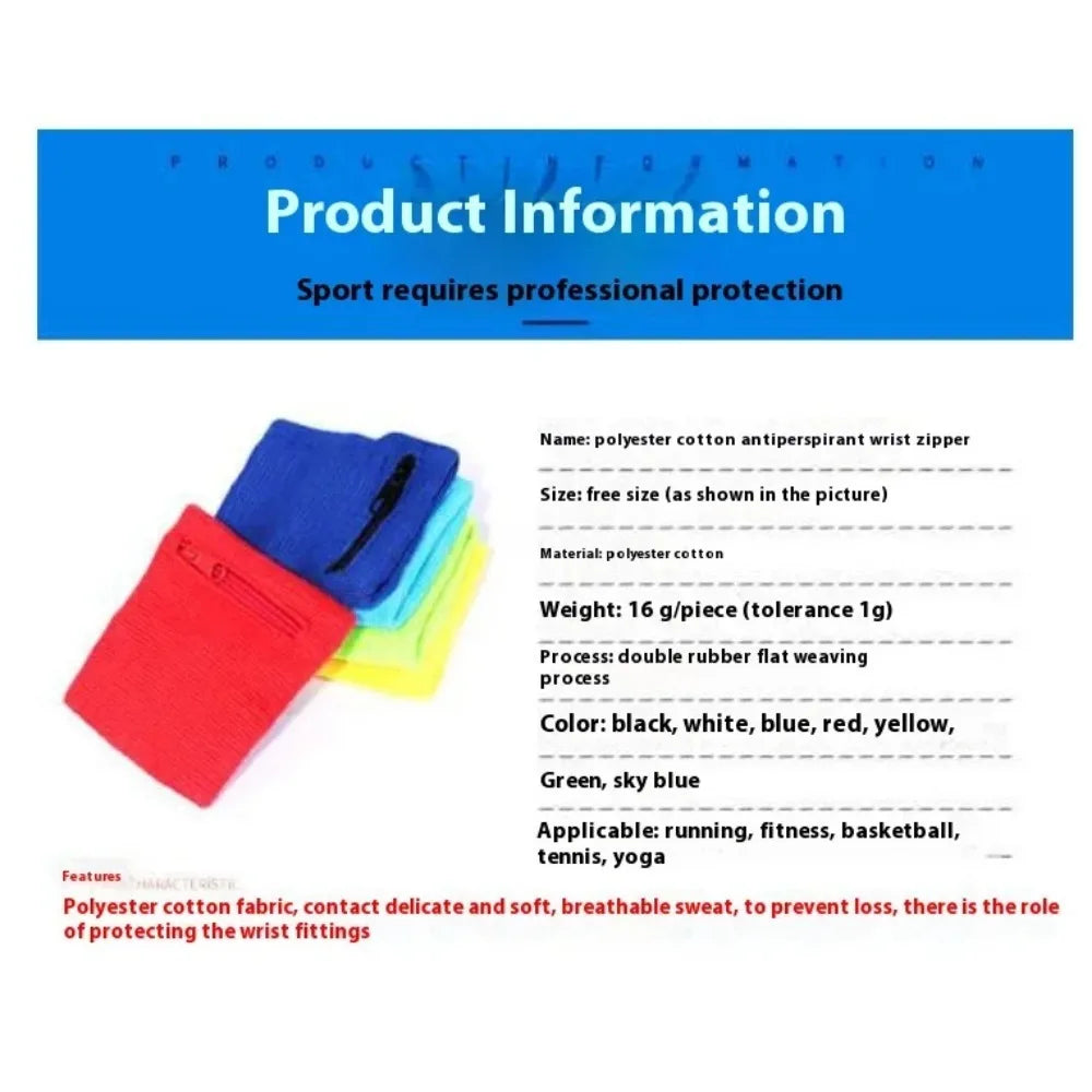 Authentic Basketball Running Sports Wipe Polyester Cotton Zipper Wrist Guard Sweat Absorbing and Wiping Wrist Guard Zero Wallet exovai.com