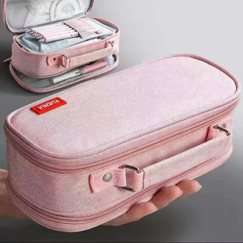 Pen Storage Bag Pencil Case 4 Layer Large Capacity Cosmetic High Quality Study Supplies Simple Student Stationary Boxes exovai.com