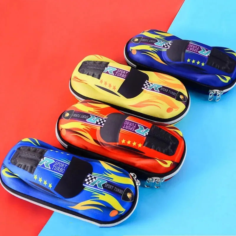 3D Racing Car Pencil Cases Cartoons School Pencil Case For Children Stationery Box EVA PU Plastic Pen Case Boy Cute Pen Bag exovai.com