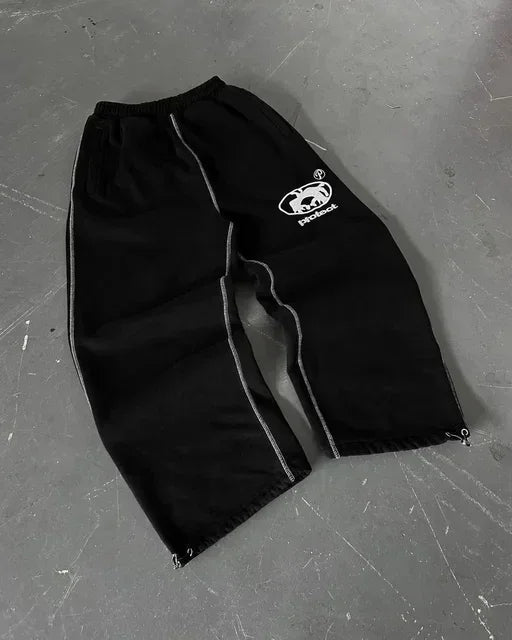 American Retro Striped Knitted Pants Men Y2k Street Harajuku Trendy Brand Oversized Trousers Loose Casual Wide Leg Pants Women exovai.com