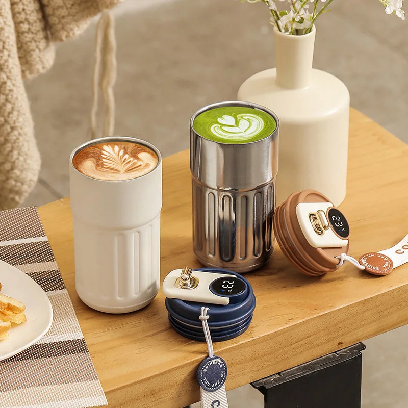 450ml Thermos Bottle Smart Display Temperature 316 Stainless Steel Vacuum Cup Office Coffee Cup Business Portable Thermal Mug exovai.com