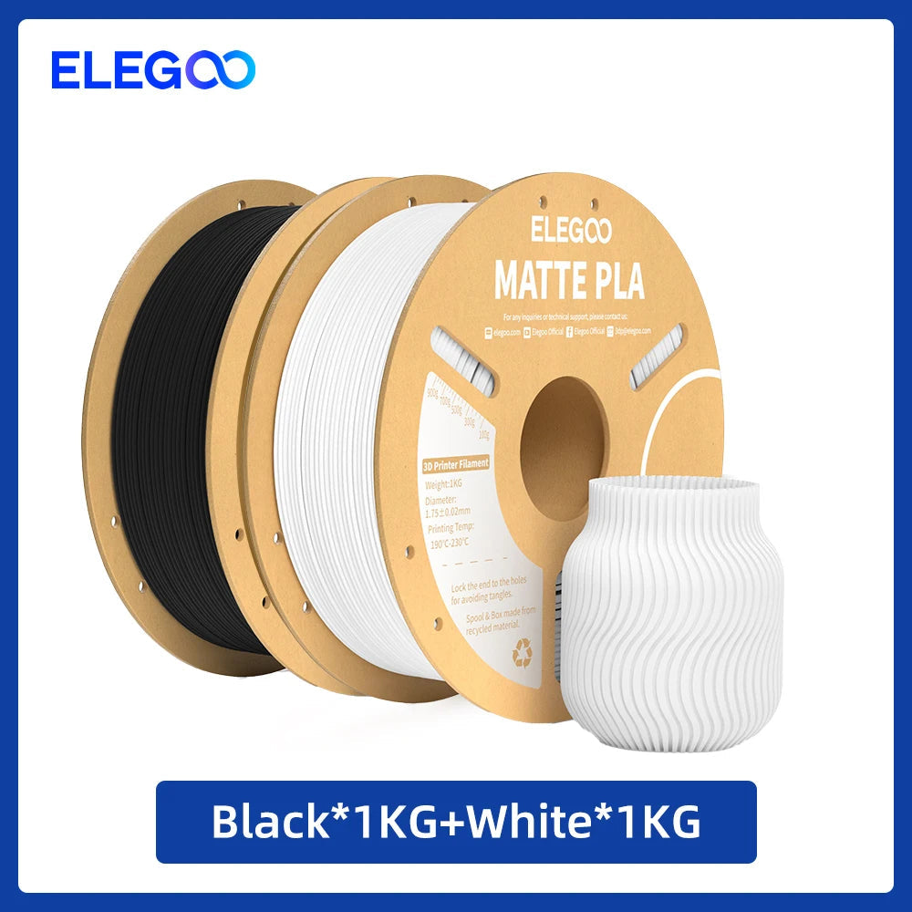 ELEGOO Matte PLA Filament 1KG,1.75mm FDM 3D Printer Filament Dimensional Accuracy +/- 0.02mm, 1kg Carboard Spool (2.2lbs) exovai.com