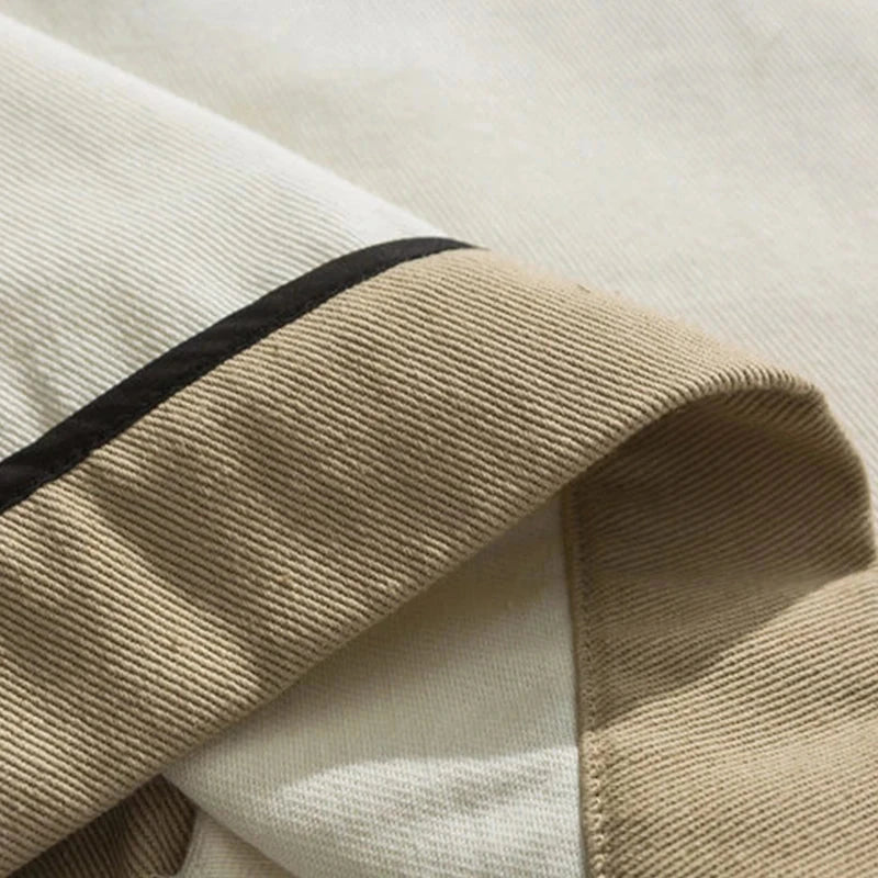 Vintage Floral Embroidery Patchwork Men Apricot Jacket Casual Turn Down Collar 2025 Spring Hip Hop Mens Loose Coat exovai.com