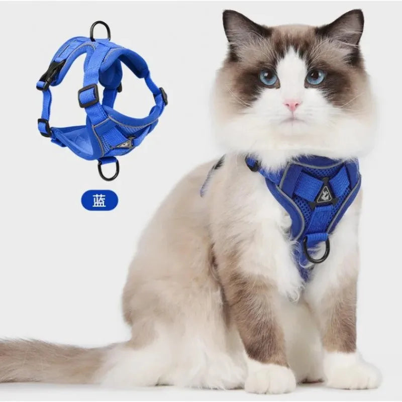 Reflective Cat Harness and Leash Sets Breathable Mesh Pet Harnesses for Small Dogs Cats Kitten Accessories collier chat exovai.com