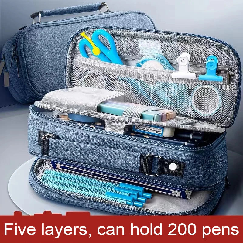 Pen Storage Bag Pencil Case 4 Layer Large Capacity Cosmetic High Quality Study Supplies Simple Student Stationary Boxes exovai.com