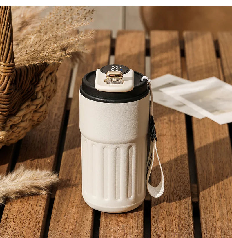450ml Thermos Bottle Smart Display Temperature 316 Stainless Steel Vacuum Cup Office Coffee Cup Business Portable Thermal Mug exovai.com