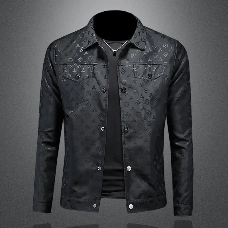 Men's Autumn Jacket Printed Flower Lapel Slim Fit Thin Casual Trendy High Quality Large Size exovai.com