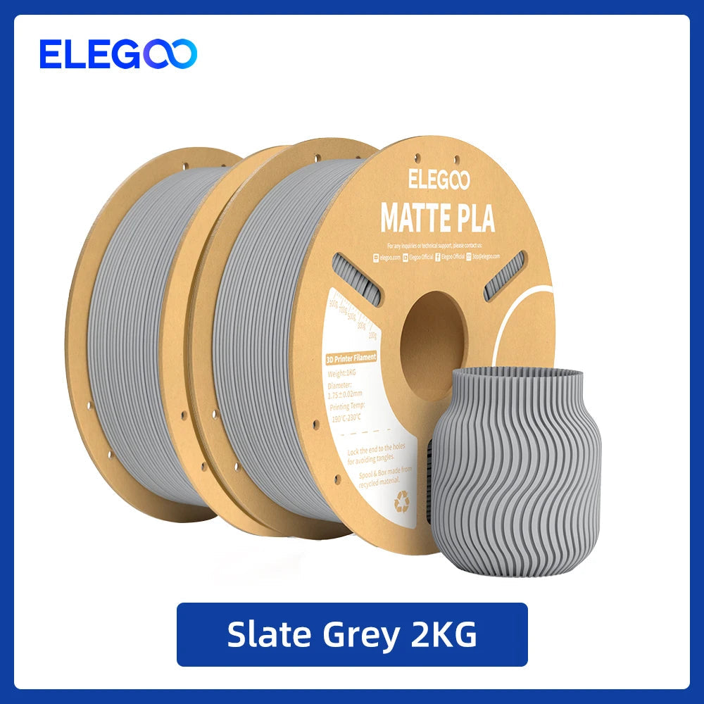 ELEGOO Matte PLA Filament 1KG,1.75mm FDM 3D Printer Filament Dimensional Accuracy +/- 0.02mm, 1kg Carboard Spool (2.2lbs) exovai.com