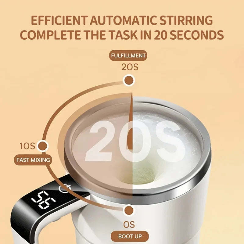 380ML Electric Coffee Self Mixing Mug IP67 Waterproof Coffee Stirring Mug USB Charging Digital Display Automatic Magnetic Cup exovai.com
