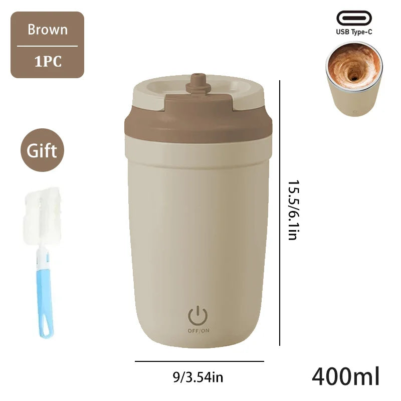Automatic Self Stirring Mug, Coffee Milk Mixing Cup, Magnetic Stirring, Stainless Steel Electric Blender, 400ml exovai.com