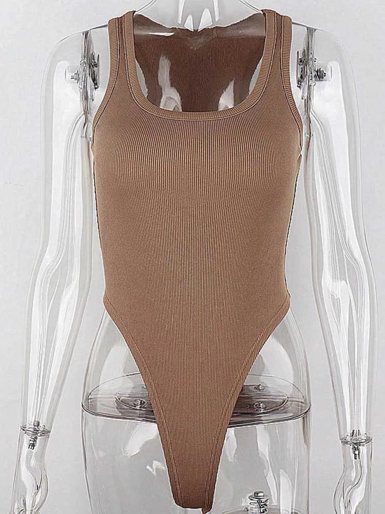 Sleeveless Knit Bodysuit Hot Summer Sexy Bodycon Off Shoulder Halter Tops Casual Street Bodice For Women ClubWear exovai.com