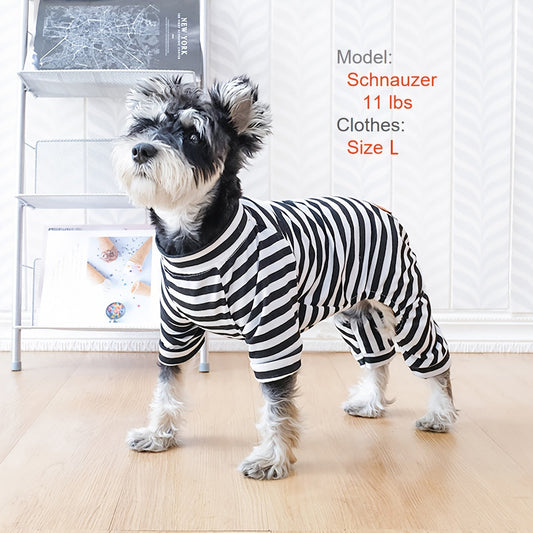 Year-Round Cozy Knit Pajamas for Small Dogs & Cats - Easy Pullover, Stretch Comfort, Stylish Stripes exovai.com