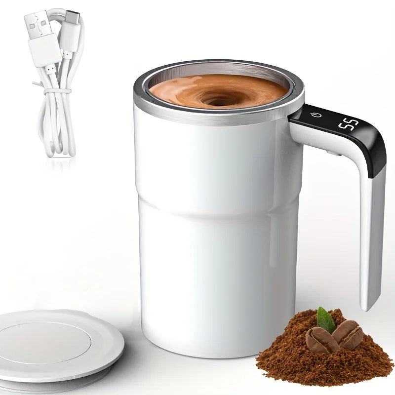 380ML Electric Coffee Self Mixing Mug IP67 Waterproof Coffee Stirring Mug USB Charging Digital Display Automatic Magnetic Cup exovai.com