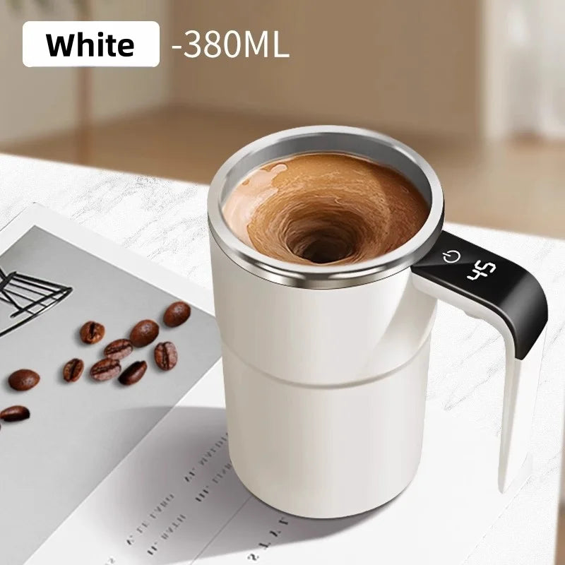 380ML Electric Coffee Self Mixing Mug IP67 Waterproof Coffee Stirring Mug USB Charging Digital Display Automatic Magnetic Cup exovai.com