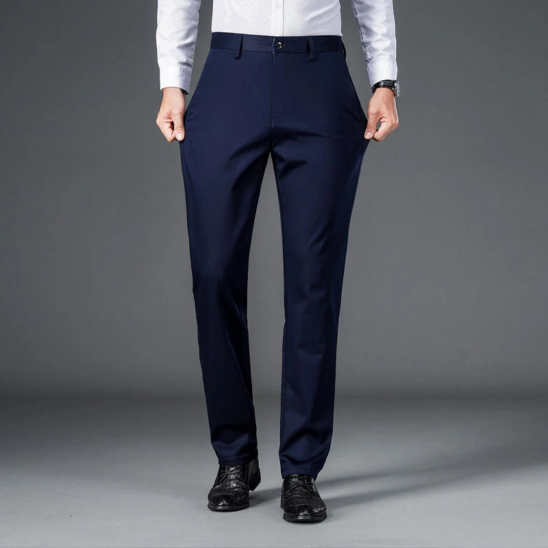 Men's lightweight business casual pants with micro elasticitymen's quick drying pantsnew straight leg office black deep bluepant exovai.com