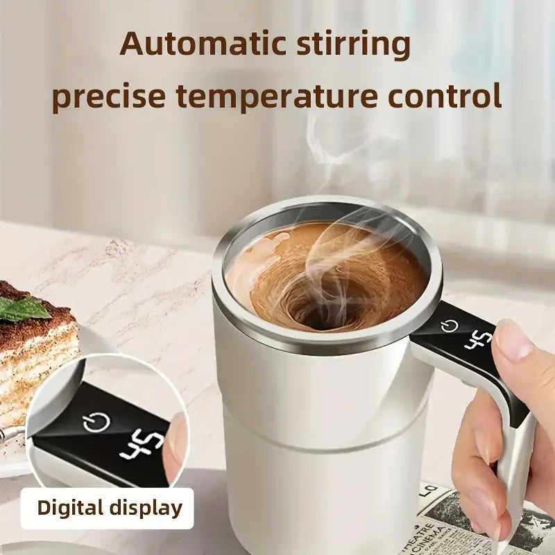 380ML Electric Coffee Self Mixing Mug IP67 Waterproof Coffee Stirring Mug USB Charging Digital Display Automatic Magnetic Cup exovai.com