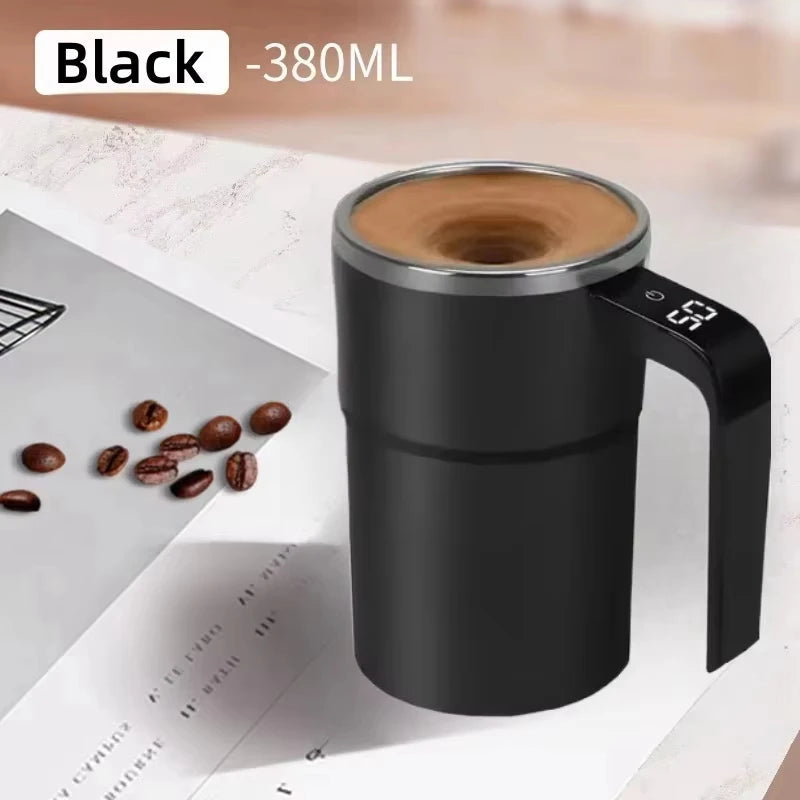 380ML Electric Coffee Self Mixing Mug IP67 Waterproof Coffee Stirring Mug USB Charging Digital Display Automatic Magnetic Cup exovai.com